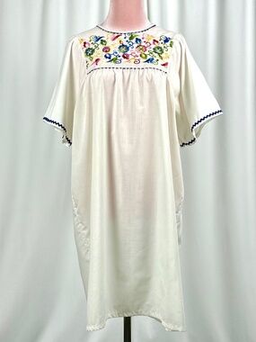 Vintage Sears Embroidered Prairie Dress Cottagecore Boho M/L
